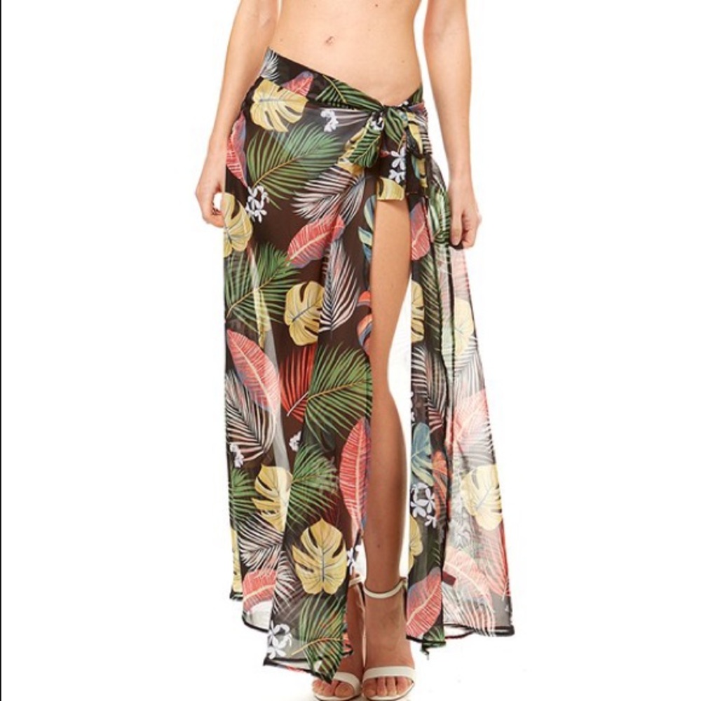 Palm cover up maxi skirt